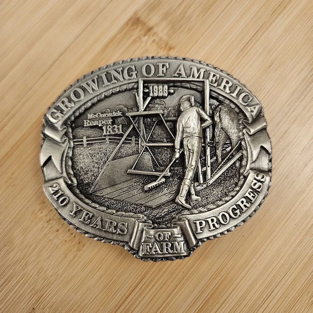 Vintage 1986 Nasco McCormick's Reaper Growing‎ Of America Belt Buckle #487 USA